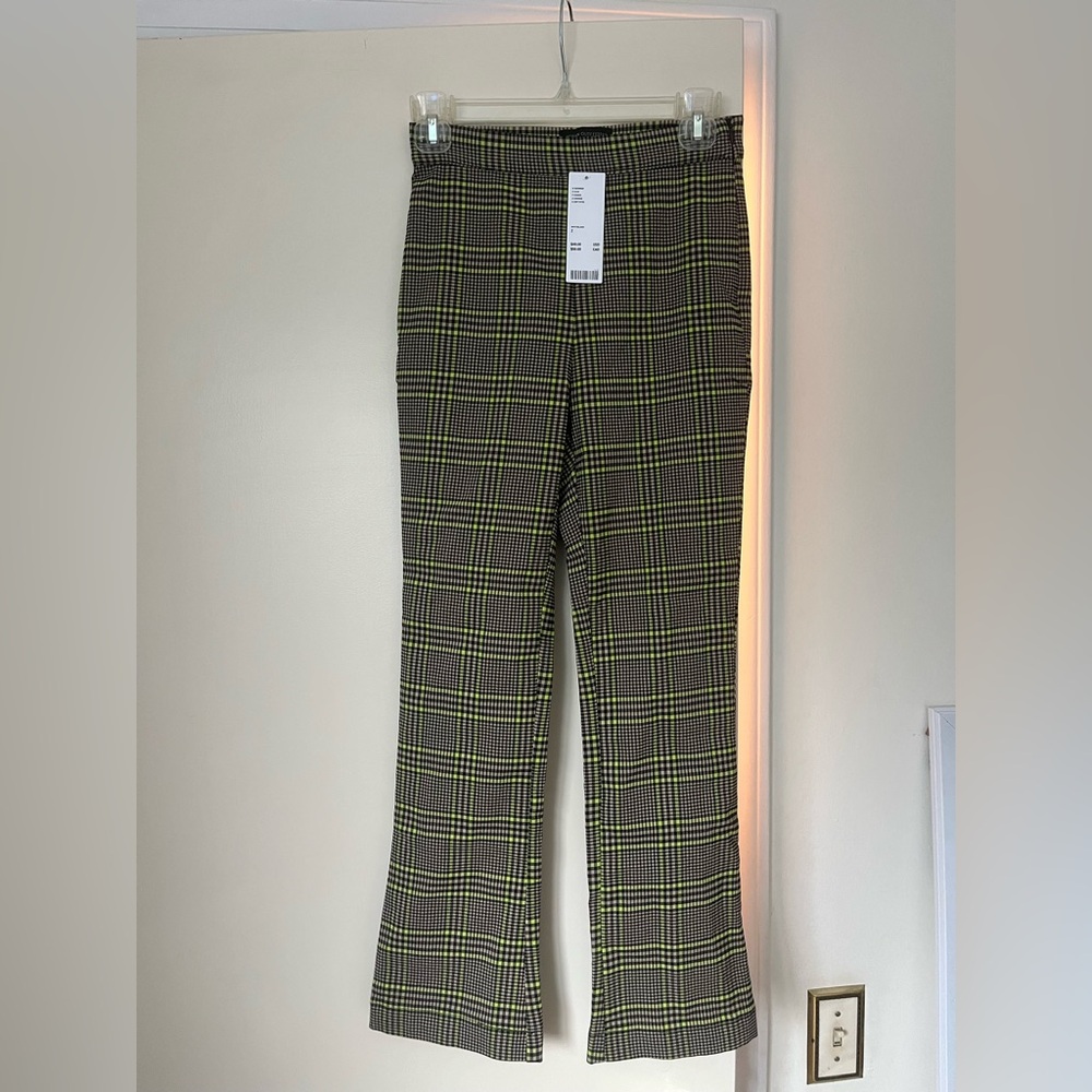 Lola Plaid Kick Flare Pant urban outfitters plaid green